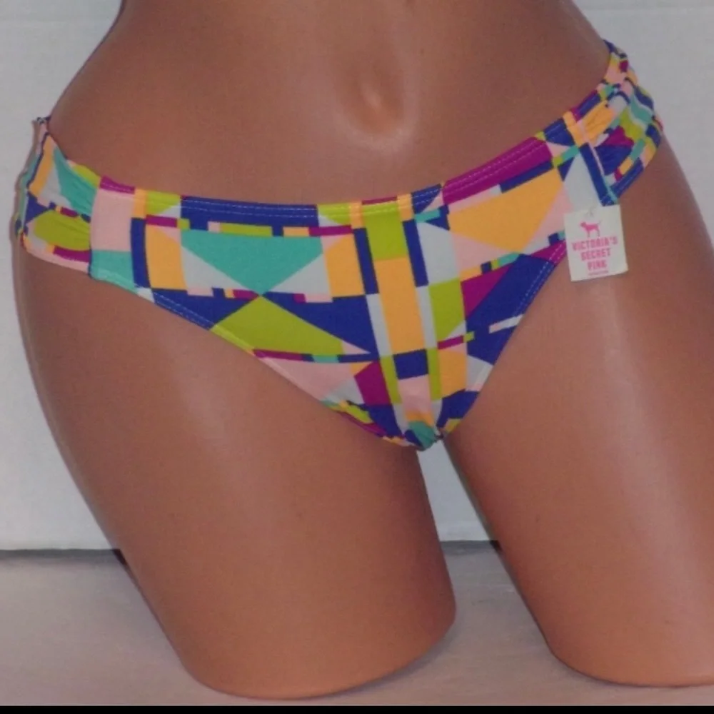 New~Victoria’s Secret PINK colorful abstract Mod swim Beachy Bikini bottom XS - Picture 3 of 3
